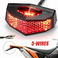 Miniatyrbillede 2 af 5: 5 I 1 Motorcykel LED Blinklys Stop Baglygte Bremse Lys Nummerplade Universal Rød