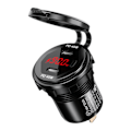 Miniatyrbillede 1 af 4: Metal 90W Dobbelt Type C USB C PD Hurtig Biloplader med Spænding/Effekt Display Black Red light