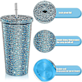 Miniatyrbild 2 av 5: Bling Diamond Tumbler Glitter Vattenflaska Med Lock Blue