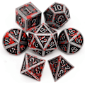 Miniatyrbild 1 av 4: Blodfläckad Metall DND Tärningsset Blodfläckade Tärningar D&D Polyedriska RPG Tärningar (Antik Järnröd)