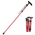 Miniatyrbillede 1 af 5: Justerbar Foldbar Vandrestav Skridsikker Base Vandrestave Aluminium Legering Sammenklappelig Stok 1 stk Høj Kvalitet red