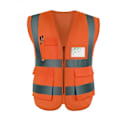 Miniatyrbillede 1 af 4: Reflekterende sikkerhedsvest til kvinder og mænd, høj synlighed, sikkerhedsvest med lommer, lynlås foran, opfylder ANSI/ISEA-standarder orange L