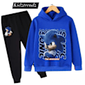 Miniatyrbilde 3 av 11: Barn Ungdom Sonic The Hedgehog Hettegenser Pullover treningsdress med hvit hvit 13-14 år white 13-14 years old/160cm