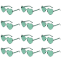 Miniatyrbilde 1 av 4: 12 stk. Hjerte Solbriller For Kvinner Transparent Hjerteformede Solbriller Bulk Morsomme Solbriller Pakke For Festgaver green