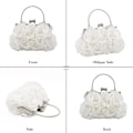 Miniatyrbilde 5 av 6: Dame Aftenveske Blomster Clutch Bryllup Håndveske Skulderveske med Avtakbar Kjede Elegant Crossbody Vesker for Ball Fest Bryllup Blanco