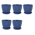 Miniatyrbild 1 av 5: Plastblomkrukor för växter, 5-pack 15 cm blomkrukor med dräneringshål och fat, för inomhusbruk