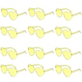 Miniatyrbilde 1 av 4: 12 stk. Hjerte Solbriller For Kvinner Transparent Hjerteformede Solbriller Bulk Morsomme Solbriller Pakke For Festgaver yellow