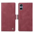 Læder telefoncover med foldbart stativ og pung til Sony Xperia 5 V Wine Red