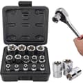Sats med 14 E Torx-hylsor, utvändig 1/2\", 1/4\", 3/8\", Torx E-hylsor E4-E24 i CR-V, skruvutdragare etc.