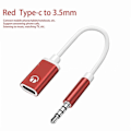 Miniatyrbilde 1 av 2: 3,5 mm hann til Type-c hunn hodetelefonkonverter flat adapter analog rund S5J7 red
