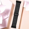 Miniatyrbild 2 av 2: Elastiskt klockarmband för Fitbit Charge 3/3 SE/4, justerbart armband med svart kontakt Black Style F Fitbit Charge 3