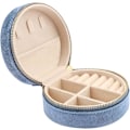 Miniatyrbild 1 av 7: Mini Sammets Reseväska för Smycken, Resesmyckeskrin Organiserare, Liten Smyckesorganiserare Förvaring för Ringar Örhängen Halsband Armband Semicircle Blue