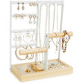 Miniatyrbillede 1 af 7: Smykkestativ - Ørering Organiser - Smykke Organiser - Ørering Hanger med Fløjlsbeklædt Bakke - Ørering, Halskæder (Hvid)