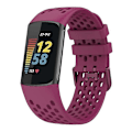 Miniatyrbillede 3 af 5: Blød silikone sportsudskiftningsurrem med åndbare huller til Fitbit Charge 6/5 Multicolor Style H