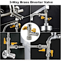 Miniatyrbillede 4 af 4: 3-vejs Bruseafleder Ventil, G1/2\" Massiv Messing Brusearm Afleder Ventil T-Afleder Universal T-Adapter Ventil Udskiftning T-Stykke Vand D