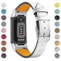 Ægte læder justerbar rem til Fitbit Charge 6/5 - Premium erstatningsurrem White Fitbit Charge 6