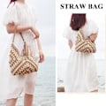 Miniatyrbild 3 av 5: Stor Crossbody-väska för Kvinnor, Sommarväska i Raffia, Damväska i Halm, Sommarstrandväska, Tygväska, Virkade Väskor Marrón