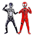 Pikkukuva 1 / 2: Carnival 2024 Halloween Musta ja valkoinen Venom-pojan cosplay-pukusetti naamion, vaatteiden ja lasten puvun kanssa, Spiderboy-tiukat vaatteet mekko H_a Red Black 130
