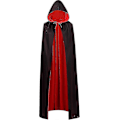 Miniatyrbild 3 av 4: Vändbar Cape för Vuxna och Barn, Påsk Halloween Jul Mantel Maskerad Vampyr Häxa Trollkarl Rollspel Cape Black  Red 150cm
