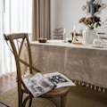 Miniatyrbilde 4 av 4: (140x180cm) Rektangulær Beige Bomulls Lin Duk Solid Farge Støvtett Vaskbar Duk