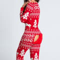 Dam One Piece Tryck Sovkläder Julpyjamas Jumpsuit Rompers Långärmad Nattkläder Red XL