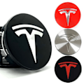Miniatyrbilde 1 av 6: 4-pakning - Tesla Senterkopper / Navkapsel-emblemer Svart/röd