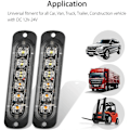 Miniatyrbillede 4 af 5: 4-pak Motorisering Blinkende Lys og Tilbehør - Ultra Slim Blå 6 LED Strobelys - LED Lysbjælke Mini Emergency Lysbjælke 18 Blinkende Tilstande 12V-24