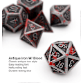 Miniatyrbilde 3 av 4: Blodflekket Metall DND Terning Sett Blodflekket Terning D&D Polyedrisk RPG Terning (Antikk Jern Rød)