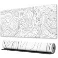 Miniatyrbillede 1 af 5: Stor Gaming Mousepad Med Syet Kanter, Minimalistisk Topografisk Kort Desk Mat, Udvidet Xl Mousepad Med Anti-slip Bund, Cool Desk Pad Til Tastatur