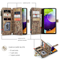 Miniatyrbilde 4 av 5: Etui til Samsung Galaxy A52S 5G Deksel Lommebok Slitesterkt PU-Lær Magnetisk Flip Glidelås Kortholder - Brun