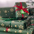 Miniatyrbild 1 av 5: Julpapper 70x50 Julpapper Ark 5 med band, julklappar, julklappspapper Förpackningsmaterial Grönt presentpapper