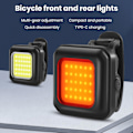 Pikkukuva 2 / 5: Polkupyörän valo LED Etu- ja takavalo Type-C Lataus MTB Maantiepyörä Kirkas Lamppu 3 Valotilaa Säädettävä Pyöräilyvalo Grey White Light.