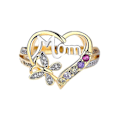 Miniatyrbillede 1 af 2: Mor Mors Dag Brev Ring Mode Sommerfugl Farvet Diamant Ring Smykker Gave（7）