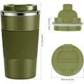 Miniatyrbild 3 av 4: Resanvändbar Termosmugg Kaffe Koppar Vakuumisolering Rostfritt Stål Flask för Varma Kalla Drycker Green 380ml
