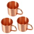 3X Ren Koppar Moscow Mule Mugg Solid Slät Utan Inre Foder för Cocktail Kaffe Öl Mjölk Vatten