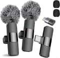 2024 Professionell Trådlös Lavalier Mikrofon 2-pack Brusreducering Kristallklar Inspelning med USB-C för iPhone 15 Pro Max, iPad, Android, Live St