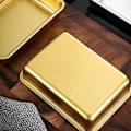 Miniatyrbillede 5 af 5: Serveringsbakker Non-stick Multifunktionel Rustfrit Stål Rektangel Metalbakke til Køkken Golden 1