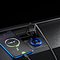 Miniatyrbillede 4 af 5: Metal 90W Dobbelt Type C USB C PD Hurtig Biloplader med Spænding/Effekt Display Black Green light
