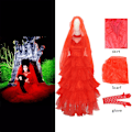 Miniatyrbild 2 av 9: Flickans Lydia Deetz Kostymklänning med Tillbehör Halloween-Outfit Set L