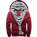 Miniatyrbild 6 av 7: Herr Fleece Jacka Vinter Långärmad Hoodie Kappa Toppar Red 5XL