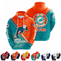 Miniatyrbild 2 av 4: Huvtröja för män NFL Patriots Bears Print Casual Sport Hooded Pullover Sweatshirt A L