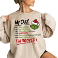 Miniatyrbild 1 av 3: Min dag är fullbokad - Grinch damjultröja med lång ärm khaki 2XL
