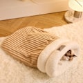 Miniatyrbild 10 av 10: Vintervarm Kattkoja Sovsäck Mysig Mjuk Husdjursbädd Halvinklädd Plysch Kattbädd Brown M