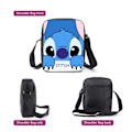 Miniatyrbild 8 av 10: 3 st/set Lilo & Stitch Ryggsäck Barn Cross Body Lunchbag Pennfodral Skolväska C