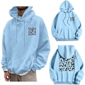 Miniatyrbild 1 av 8: Rolig FU QR-kod Hoodie QR-kod Hoodie Unisex Rolig Skämt Skanningsbar Grafisk Tryckt Tröja med Huva Light Blue XL