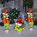 Miniatyrbild 4 av 4: 3PCS Jul LED Ljus Grinch Figur Dekoration Trädgårds Prydnader 3PCS