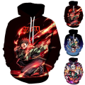 Miniatyrbild 2 av 3: Pojkar Demon Slayer Casual Hoodie Långärmad Tröja med Luva Pullover Toppar C 130cm