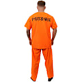 Miniatyrbild 4 av 8: Halloween-kostym för män - Fången, Convict, Festkläder, Orange Topp och Byxor M