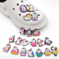 Miniatyrbild 1 av 10: 20 st tecknade enhörnings-crocs-skoprydnader för dekoration av träskor och sandaler