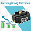Miniatyrbillede 3 af 4: 2X 18V 5.0Ah batteri til Makita 18V batteri BL1860B BL1860 BL1850B BL1850 BL1840 BL1830B BL1820 med DC18RC oplader til Makita Svart